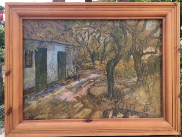 Ölbild 1984 Alter Schuppen Obstbäume Gisela Peschke